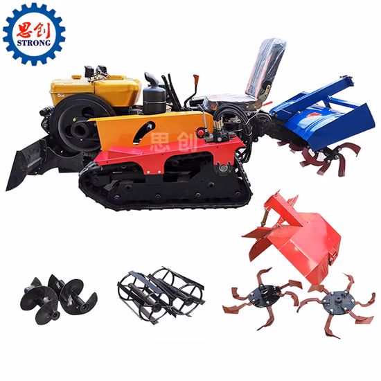 Crawler Micro Rotary Tiller Cultivator Mini Crawler Tractor with Track